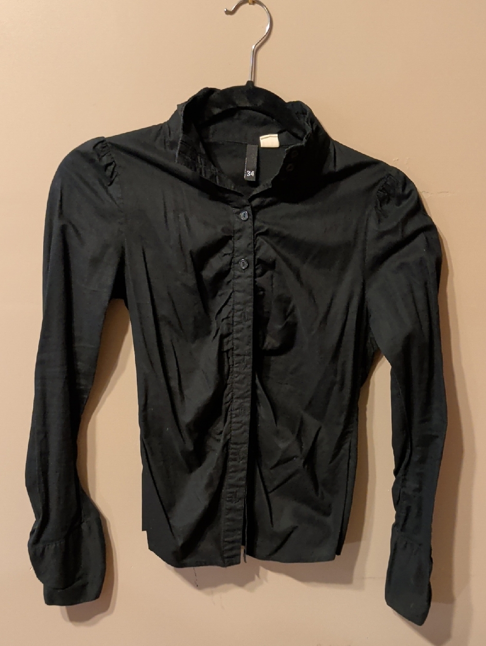 Divided H&M Black Button-Up Shirt with Logo Tag